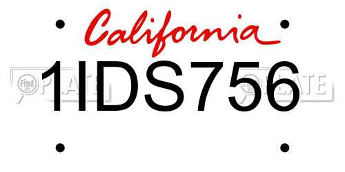 1IDS756 California License Plate