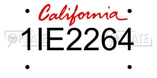 1IE2264 California License Plate