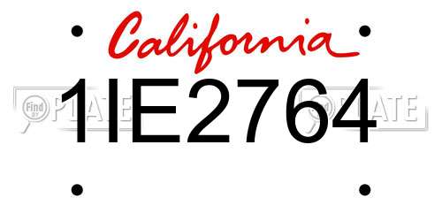 1IE2764 California License Plate