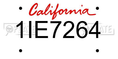 1IE7264 California License Plate