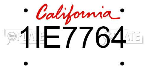 1IE7764 California License Plate