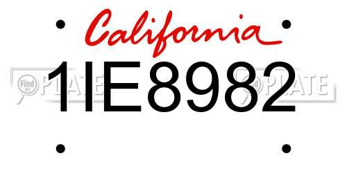1IE8982 California License Plate