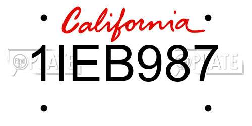 1IEB987 California License Plate