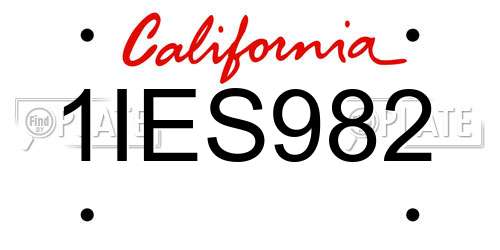1IES982 California License Plate