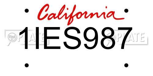 1IES987 California License Plate