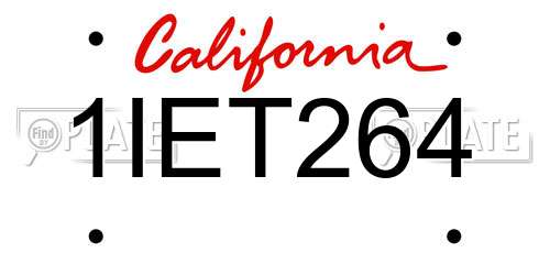 1IET264 California License Plate