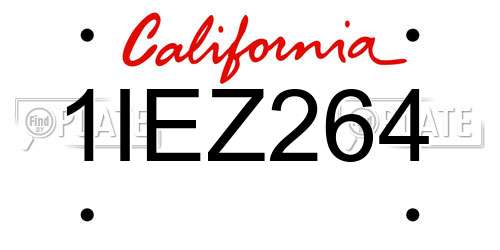 1IEZ264 California License Plate