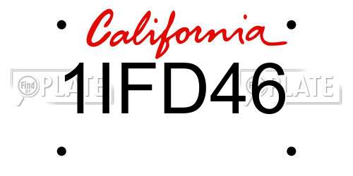 1IFD46 California License Plate