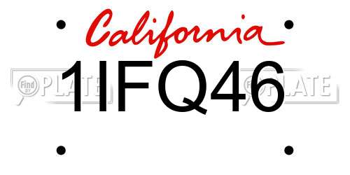 1IFQ46 California License Plate