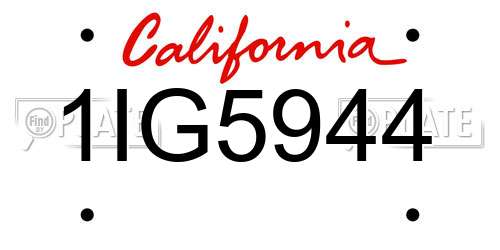 1IG5944 California License Plate