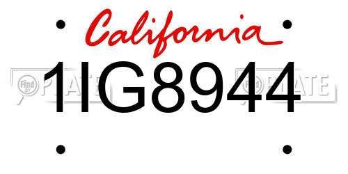1IG8944 California License Plate