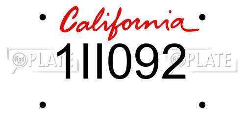 1II092 California License Plate