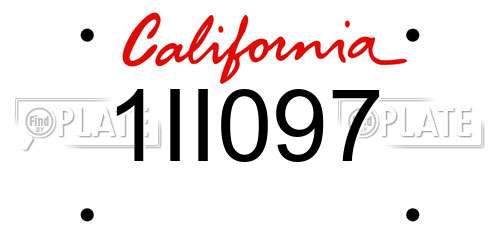 1II097 California License Plate