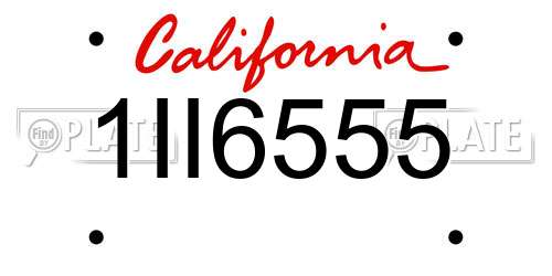 1II6555 California License Plate