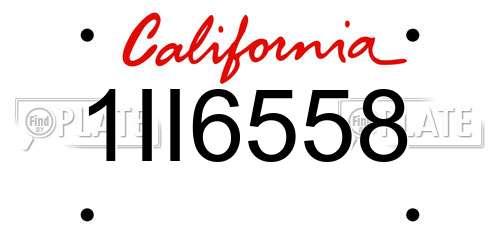 1II6558 California License Plate