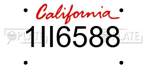 1II6588 California License Plate
