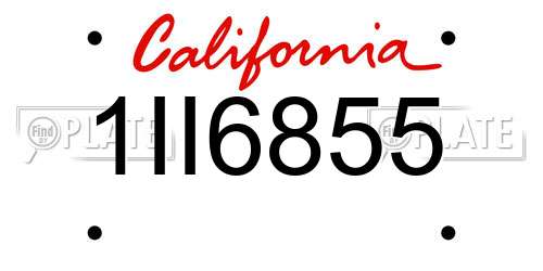 1II6855 California License Plate