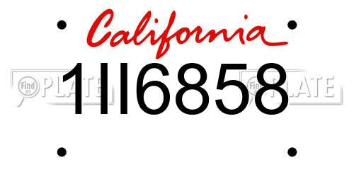 1II6858 California License Plate