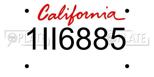 1II6885 California License Plate