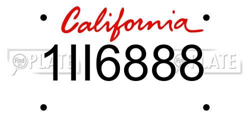 1II6888 California License Plate