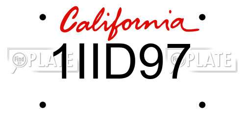 1IID97 California License Plate