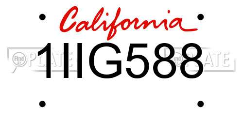 1IIG588 California License Plate
