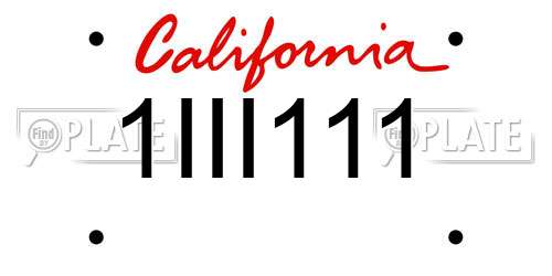 1III111 California License Plate