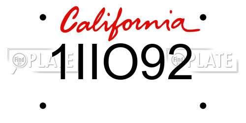 1IIO92 California License Plate