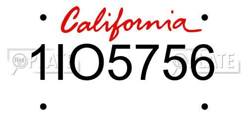 1IO5756 California License Plate