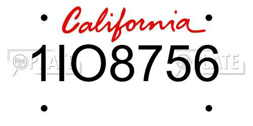 1IO8756 California License Plate