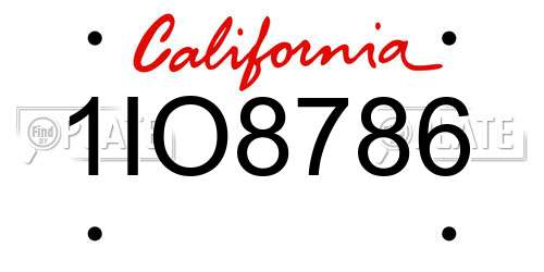 1IO8786 California License Plate