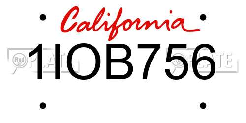 1IOB756 California License Plate