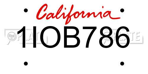 1IOB786 California License Plate