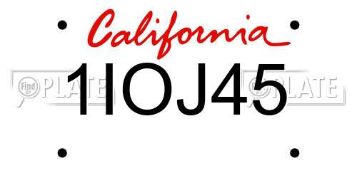 1IOJ45 California License Plate