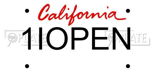 1IOPEN California License Plate