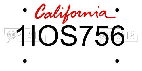 1IOS756 California License Plate