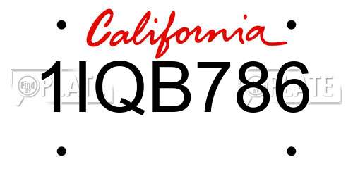 1IQB786 California License Plate