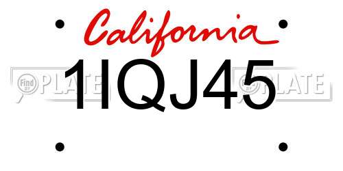 1IQJ45 California License Plate