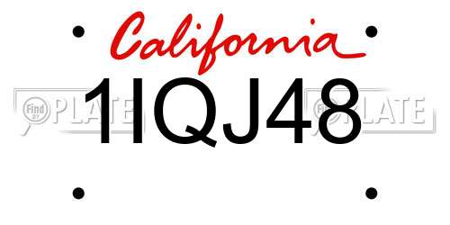 1IQJ48 California License Plate