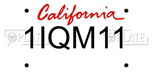 1IQM11 California License Plate