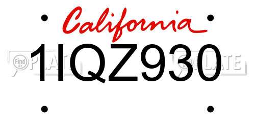 1IQZ930 California License Plate