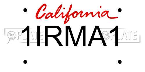 1IRMA1 California License Plate