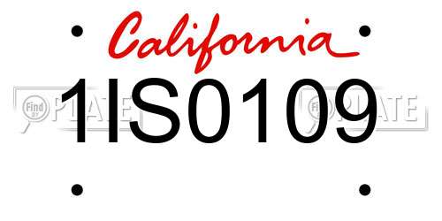 1IS0109 California License Plate