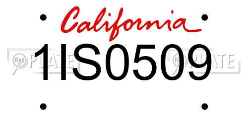 1IS0509 California License Plate