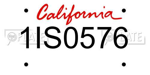 1IS0576 California License Plate