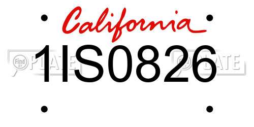 1IS0826 California License Plate