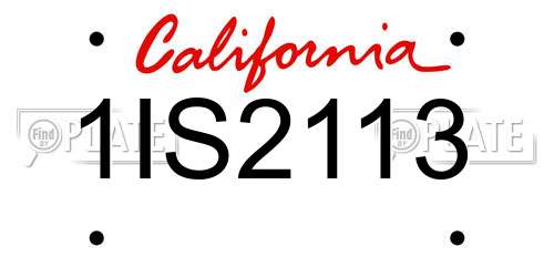 1IS2113 California License Plate