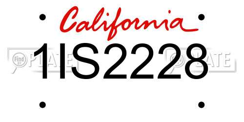 1IS2228 California License Plate