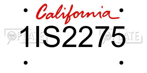 1IS2275 California License Plate