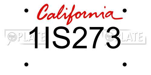 1IS273 California License Plate
